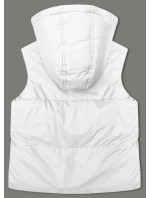 Krátka biela dámska vesta so stojačikom a kapucňou J Style (5M3151-281)
