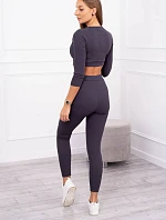 Pruhovaný set krátky top grafitový