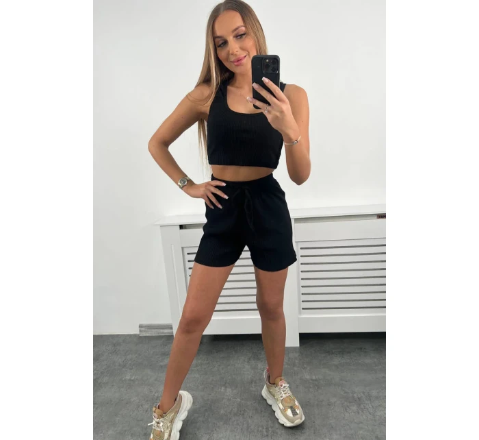 Pruhovaná souprava se šortkami černá Pruhovaná souprava se šortkami černá