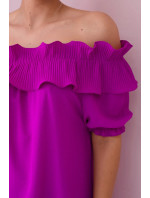 Španělské šaty s ozdobným volánem tmavě fialová