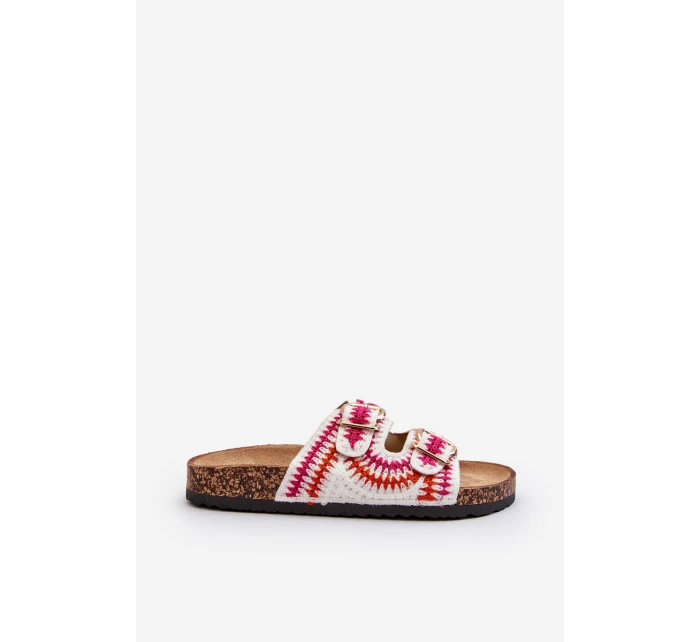 Damskie Klapki Na Korkowej Podeszwie Białe Fannea Damskie Klapki Na Korkowej Podeszwie Białe Fannea