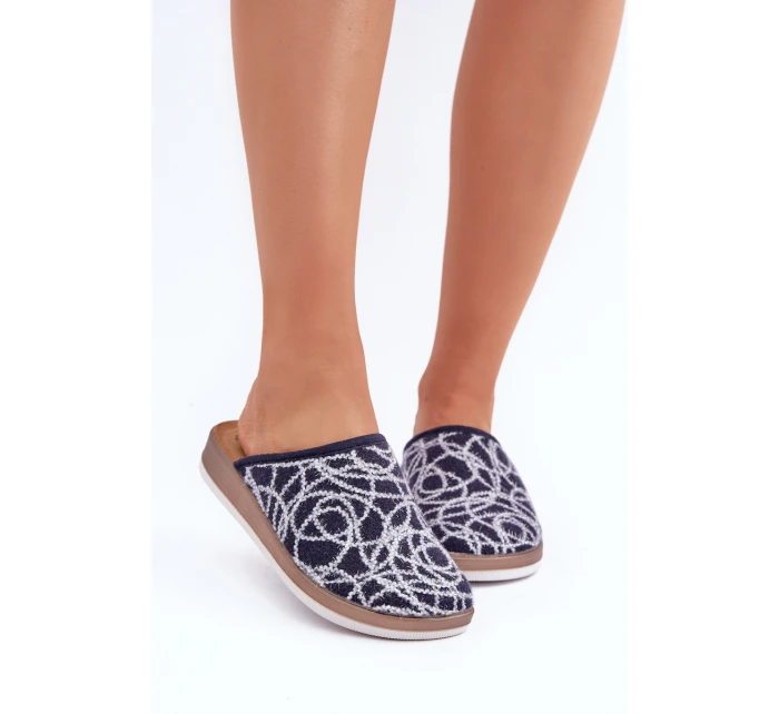 Lesklé dámské pantofle model 21681281 tmavě modré - Inblu