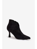 Niskie Botki Damskie Na Szpilce Eko Zamszowe Czarne Jolivra Niskie Botki Damskie Na Szpilce Eko Zamszowe Czarne Jolivra