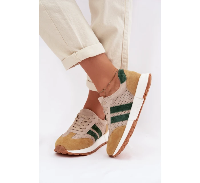 Dámské tenisky z pravé semišové kůže béžovo-žluté Marceline