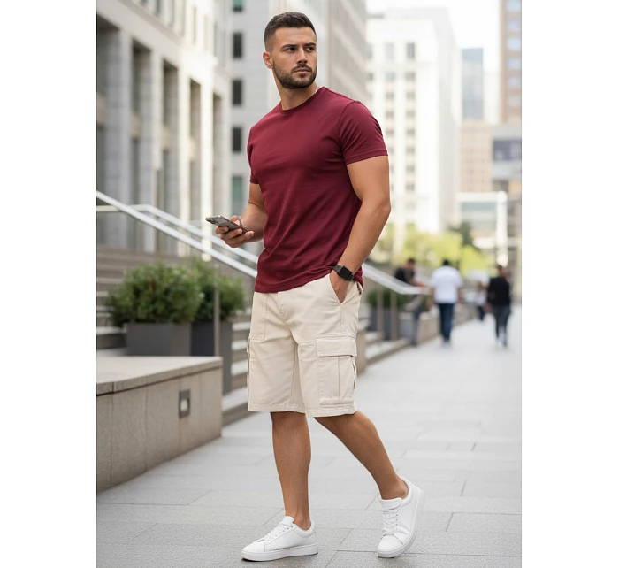 Pánske klasické bordové tričko FashionStreet RX5677