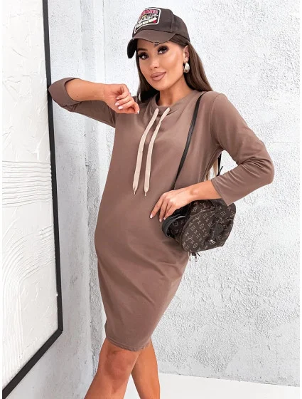 Dámské sportovní mini šaty v barvě cappuccino model 20905716 - Moon