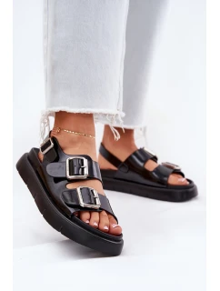 Kožené Lakované Dámské Sandály S Přezkami Big Star model 21694370 Černé - Big Star Shoes