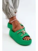Dámske ľahké penové papuče so zelenými ozdobami Orchia