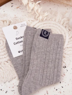 Dámske bavlnené ponožky s prúžkami - svetlosivé