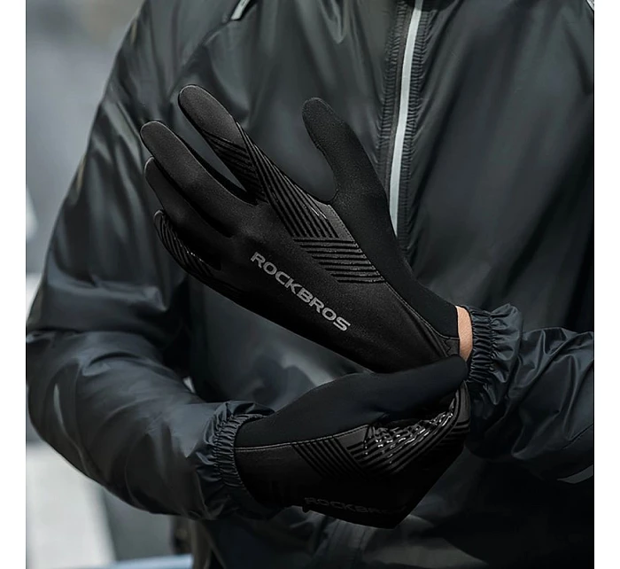 Cyklistické rukavice Rockbros jar/leto/jeseň, plné, veľkosť: L - čierne