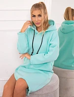 Šaty s kapucňou a bočným rázporkom mint