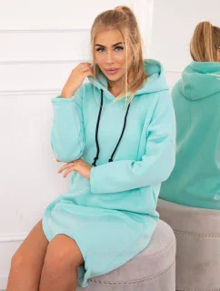 Šaty s kapucí a bočním rozparkem mint