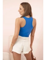 Dámská tílko z bavlny s kulatým výstřihem modrá Dámská tílko z bavlny s kulatým výstřihem modrá