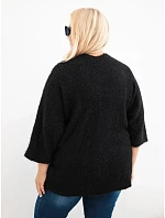 Dámský svetr Plus Size s kapsami bez zapínání černý