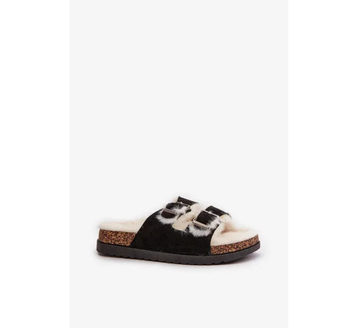 Dámske papuče s prackami a kožušinou Black Ezilena
