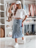 CARGOMIDI modrá midi džínsová sukňa FashionStreet CY0490