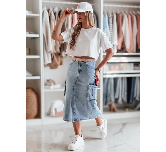 CARGOMIDI modrá midi džínsová sukňa FashionStreet CY0490