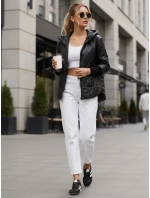 Dámska prechodná prešívaná bunda s kapucňou čierna FashionStreet TY5559 Dámska prechodná prešívaná bunda s kapucňou čierna FashionStreet TY5559