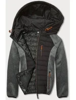 Čierno-grafitová pánska športová bunda z rôznych spojených materiálov (8M910-392)