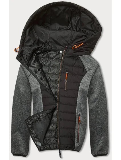 Čierno-grafitová pánska športová bunda z rôznych spojených materiálov (8M910-392)