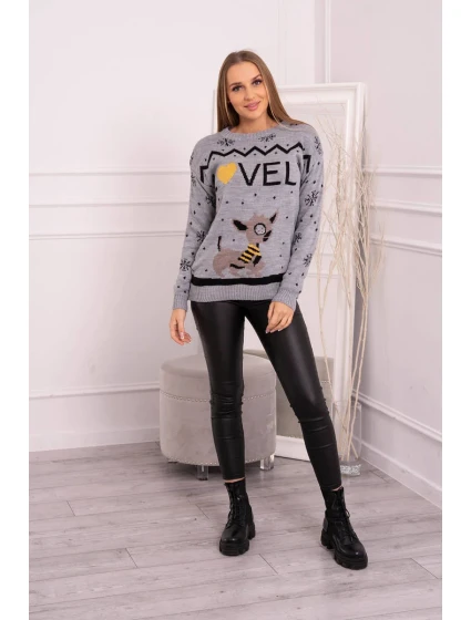 Vánoční svetr s šedým nápisem