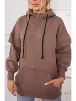 Zateplená mikina s polovičným zipsom mocca