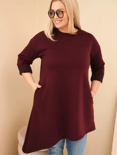 Dámske Plus veľkosť viskózové sukne s voľným strihom a dlhými rukávmi Slivka