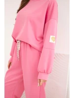 Dámska maslová súprava s voľnou mikinou a nohavicami LOVE pink