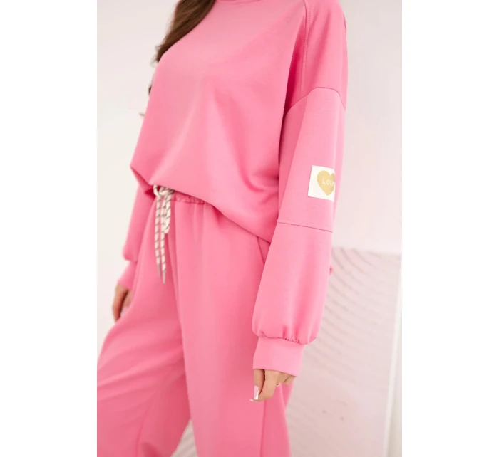 Dámska maslová súprava s voľnou mikinou a nohavicami LOVE pink