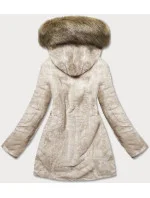 Teplá dámska zimná obojstranná bunda béžová (w610)