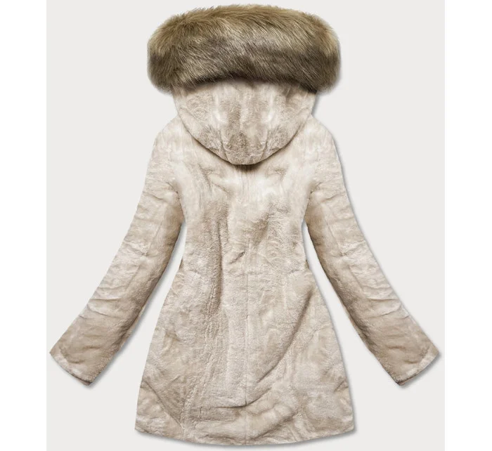 Teplá dámska zimná obojstranná bunda béžová (w610)
