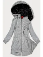 Světle šedá dlouhá dámská rozepínací mikina s  model 20770999 - LHD