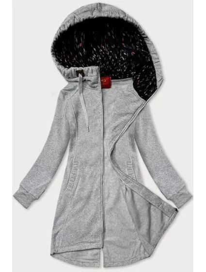 Světle šedá dlouhá dámská rozepínací mikina s  model 20770999 - LHD