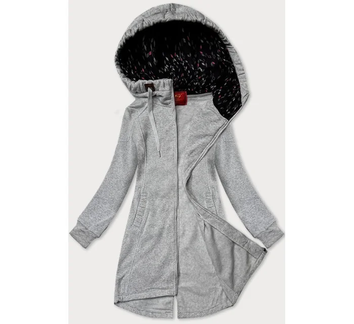 Světle šedá dlouhá dámská rozepínací mikina s  model 20770999 - LHD