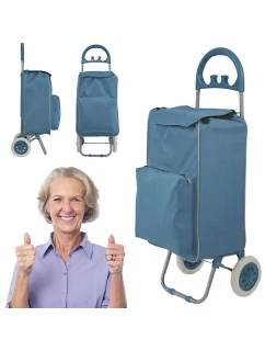 NÁKUPNÁ TAŠKA NA KOLIESKACH S RÁMOM 40L MODRÁ