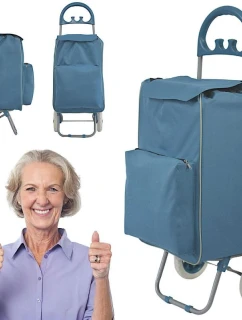 NÁKUPNÁ TAŠKA NA KOLIESKACH S RÁMOM 40L MODRÁ