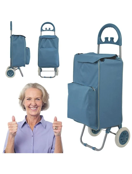 NÁKUPNÁ TAŠKA NA KOLIESKACH S RÁMOM 40L MODRÁ