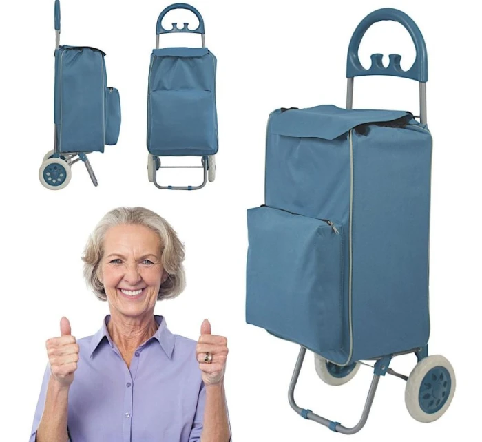 NÁKUPNÁ TAŠKA NA KOLIESKACH S RÁMOM 40L MODRÁ