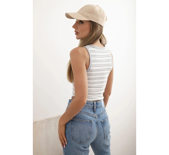 Dámská bavlněná pruhovaná bez rukávů šedá