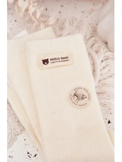 Dámske teplé vlnené ponožky s aplikáciou - ecru