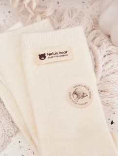Dámske teplé vlnené ponožky s aplikáciou - ecru
