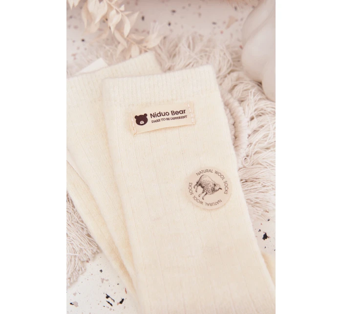 Dámske teplé vlnené ponožky s aplikáciou - ecru Dámske teplé vlnené ponožky s aplikáciou - ecru