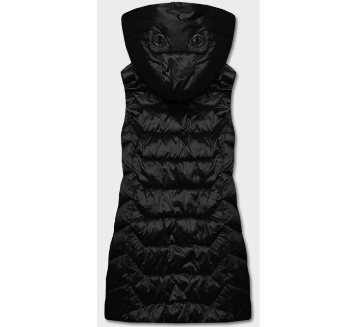 Čierna dámska vesta s kapucňou (B8107-1)