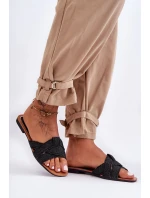 Damskie Materiałowe Klapki Czarne Aversa Damskie Materiałowe Klapki Czarne Aversa