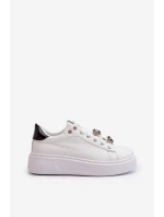 Dámské boty na platformě s ozdobami bílé model 21659166 - Boto