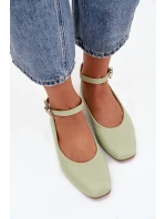 Dámské baleríny s páskem a sponou Zelené model 21747615 - Boto