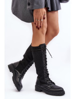 Dámske šnurovacie topánky s elastickým zvrškom čierne Virxinia