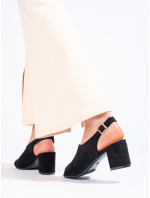 Pekné sandále dámske čierne na širokom podpätku