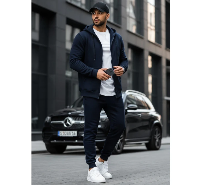 Pánská mikina na zip tmavě modrá model 21961957 - FashionStreet Pánská mikina na zip tmavě modrá model 21961957 - FashionStreet