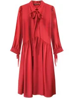 Červené dámske šaty s volánikovým stojačikom (208ART)